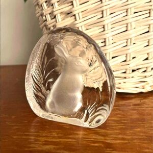 1989 ZAJECAR Lead Crystal Rabbit Paperweight - Made In Yugoslavia